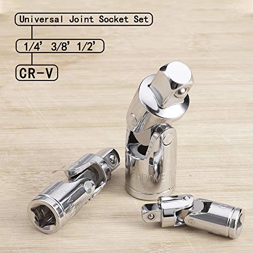 3-Piece Chrome Vanadium Universal Swivel Socket Adapter Set