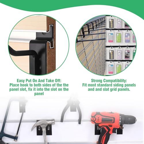 Yauhar 30Pcs 2 Inch/5CM Silver Slatwall Panel Hooks, Heavy Duty Slat Wall Hanging Display Hooks Pegboard Metal Hanger Hook for Gridwall Garage Shop Retail (Wire Diameter 5.6mm/ 0.22”)