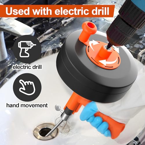Plumbing Snake with Drill Adapter, 50ft Drain Auger