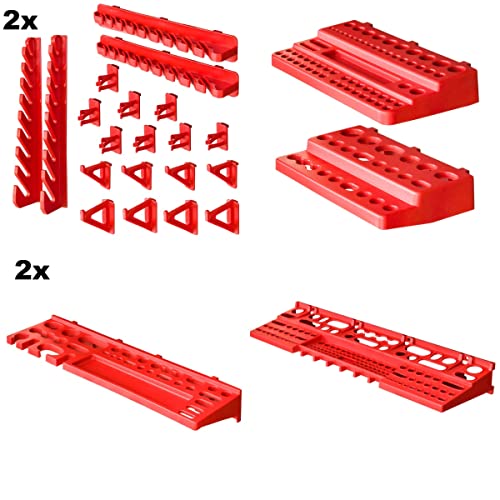 172 x 78 cm Wall Mounted Storage System for Workshop and Garage with 62 Stackable Boxes and Tool Holders - Heavy Duty Pegboard