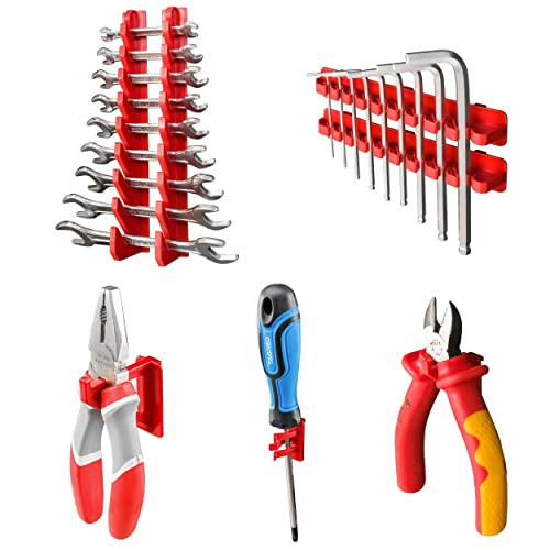 172 x 78 cm Wall Mounted Storage System for Workshop and Garage with 62 Stackable Boxes and Tool Holders - Heavy Duty Pegboard