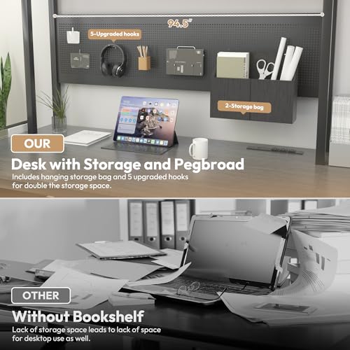 Dowinx L Shaped Desk with Pegboard and Removable Filing Cabinet, Reversible 67” Computer Gaming Desk with Power Outlet and Led, Office Corner Desk with Storage for Home Game, Grey