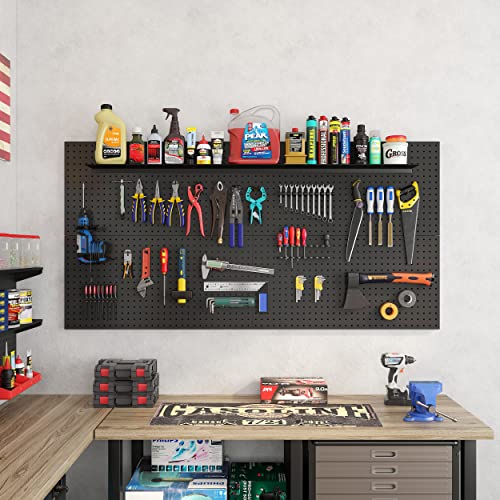 TIDIHAUSE Pegboard,Peg Board,Pegboard Wall Organizer，Mount Display Pegboard Kits fit Pegboard Storage，PegBoard Organizer Board Pegboards（Black/32 * 16 inch）