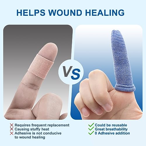 Dimora Larger Finger Cots - 60Pcs, Elastic Blue