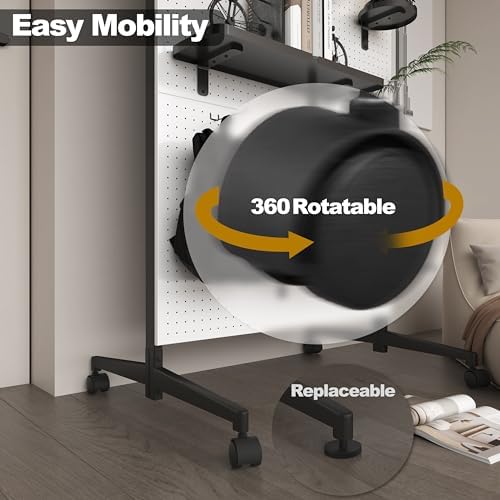 Metal Peg Board Organizer Panels Display Stand With Hooks and Trays, Large Floor Shelves.For Office,Garage Tools, Kitchen.Product Merchandise Rack.Retail Craft, Accessories (Size : 76.4*36.6in) (gray)