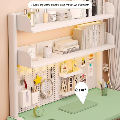 Clamp On Desk Organizer Shelf, Desk Extender Pegboard Workstation,Computer Desk Accessories for Office, Privacy Panel for Gaming Desk,23.6/31.4/39.3in Desktop Shelving System (WHITE, 80CM/31.4IN)
