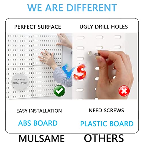 MULSAME Pegboard Combination Kit, Wall Mounted Storage Set with 4 Pegboards & 14 Accessories Hanging, Yellow Peg Boards Organizer for Walls Display, Crafts Organization, Kitchen Organizer, 22" x 22"