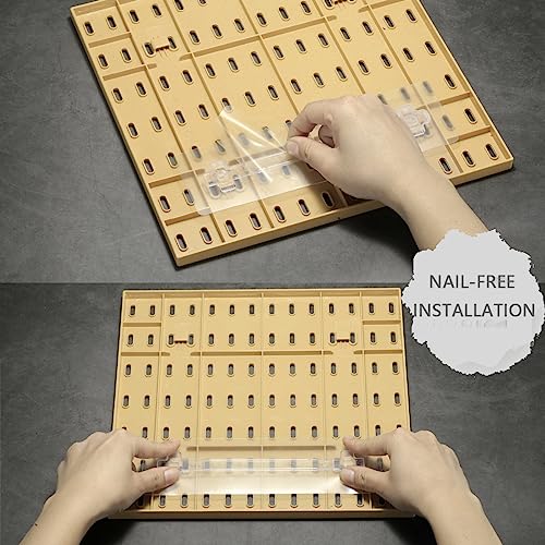MULSAME Pegboard Combination Kit, Wall Mounted Storage Set with 4 Pegboards & 14 Accessories Hanging, Yellow Peg Boards Organizer for Walls Display, Crafts Organization, Kitchen Organizer, 22" x 22"