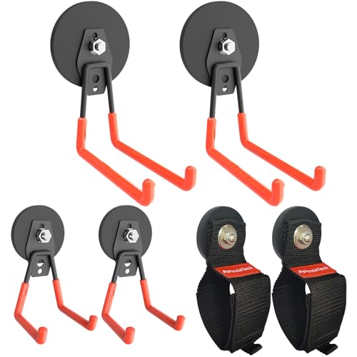 AplysiaTech Super Strong Garage Magnetic Hooks Heavy Duty-6Pack,Powerful Magnetic Strips for Power Drill, Garden Tools, Hose, Straps, Steel Pegboard, Garage Magnetic Hooks Hanger,Workshop Tool Holder