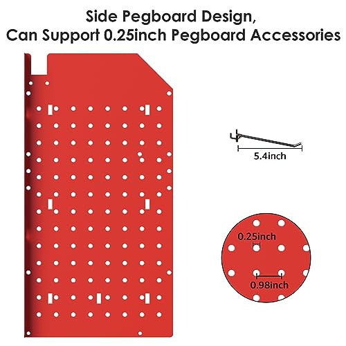 CCCEI Red Large Tools Organizer Wall Mount Charging Station, 39 Inch Long Power Tool Battery Storage Rack with 10FT Power Strip. 8 Drill Holder, Garage Utility Shelves. Pegboard Hanging Extension.