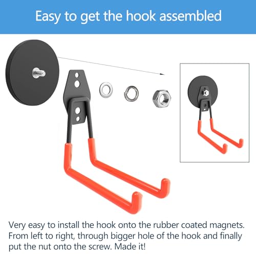 AplysiaTech Super Strong Garage Magnetic Hooks Heavy Duty-6Pack,Powerful Magnetic Strips for Power Drill, Garden Tools, Hose, Straps, Steel Pegboard, Garage Magnetic Hooks Hanger,Workshop Tool Holder
