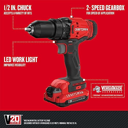 CRAFTSMAN V20 MAX Cordless Drill and Impact Kit