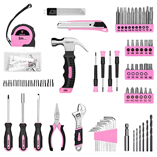 DEKOPRO 126-Piece Pink Cordless Drill Tool Set