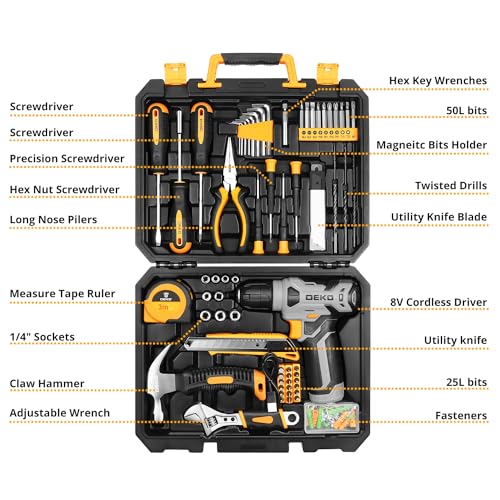 DEKOPRO 126-Piece Electric Tool Set with 8V Drill
