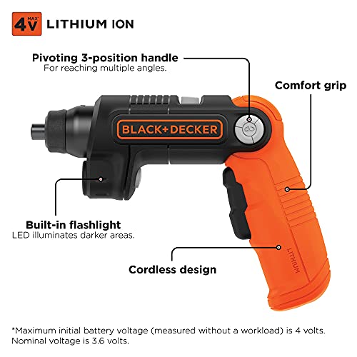 BLACK+DECKER 4V MAX Cordless Screwdriver with Light