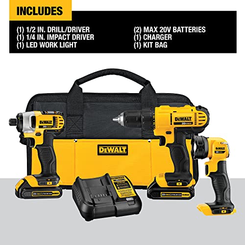 DEWALT 20V MAX 3-Tool Cordless Drill Kit