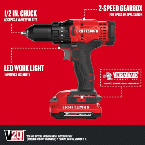 CRAFTSMAN V20 Cordless Drill/Driver Kit with Battery