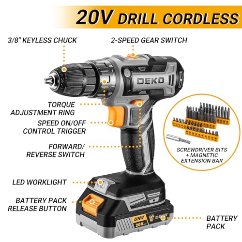 20V Cordless Drill Tool Kit with Battery