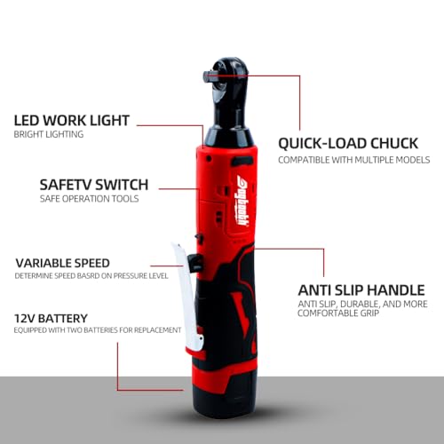 Cordless Electric Ratchet Wrench Set with Batteries