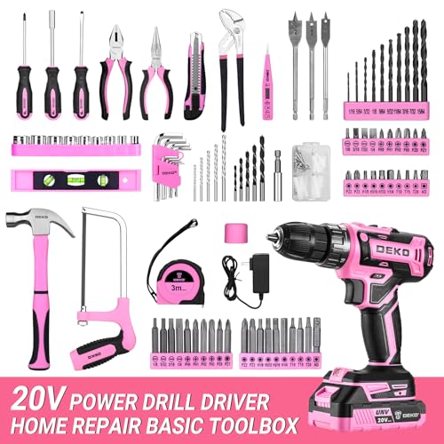 20V Pink Cordless Drill Tool Kit for Home Repairs