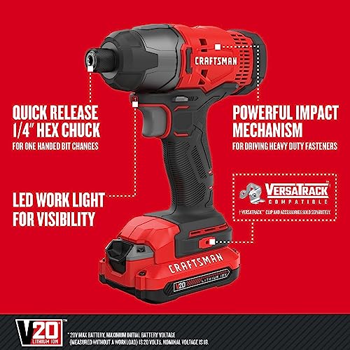 CRAFTSMAN 20V MAX Impact Driver Kit with LED