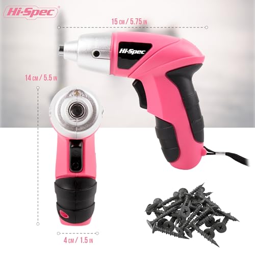 Hi-Spec 27-Piece Pink Cordless Power Screwdriver Set