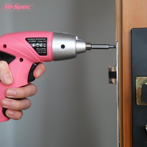 Hi-Spec 27-Piece Pink Cordless Power Screwdriver Set