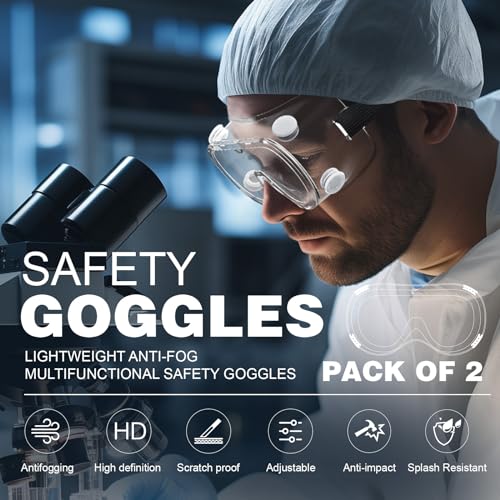 KWHZXGYY 2-Pack Lightweight Anti-Fog Safety Goggles