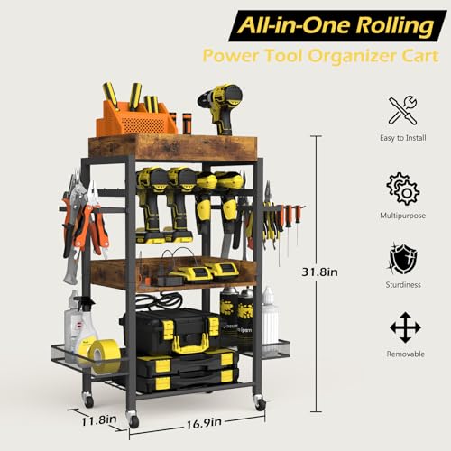 MOOACE Heavy Duty Rolling Power Tool Organizer