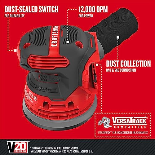 CRAFTSMAN V20 Cordless Orbital Sander, 12,000 OPM