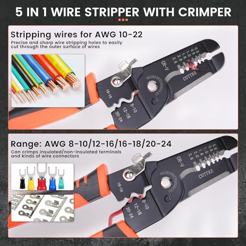 VANJOIN Multi-Tool Wire Stripper, Cutter, Crimper