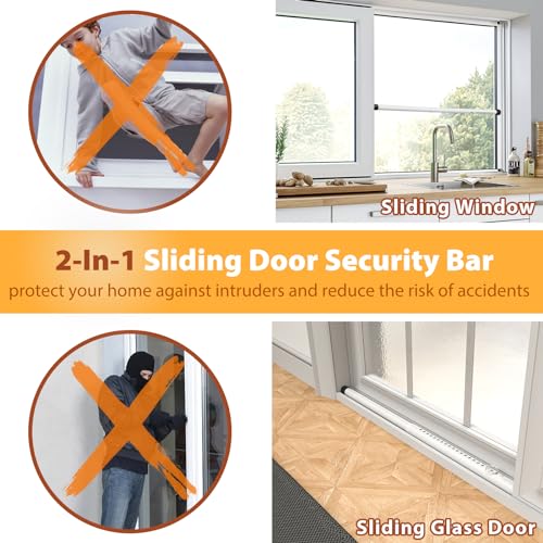 Adjustable Sliding Door Security Bar - White