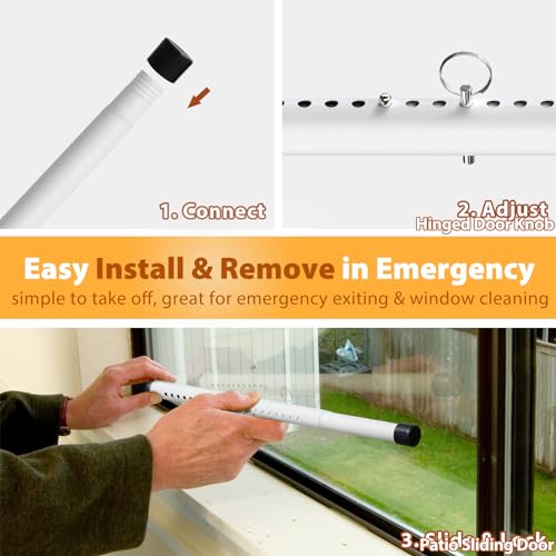Adjustable Sliding Door Security Bar - White