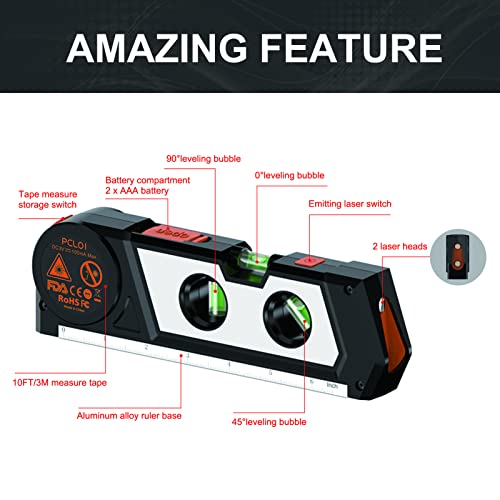 4-in-1 Laser Level Tool with Measure Tape Ruler