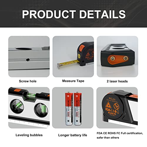 4-in-1 Laser Level Tool with Measure Tape Ruler