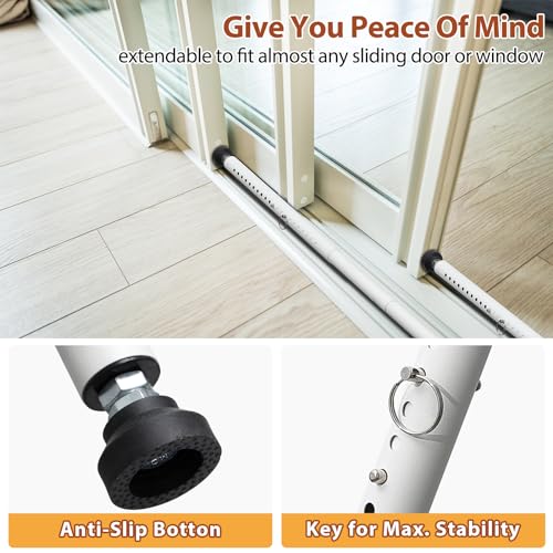 Adjustable Sliding Door Security Bar - White