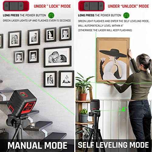 Self-Leveling Green Laser Level with Adjustable Brightness