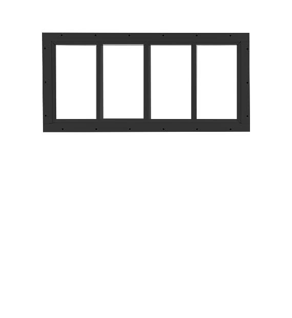 Black Transom Shed Windows 10" x 23", Aluminum Frame