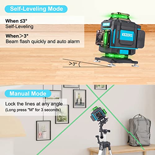 KEZERS 360° Green Laser Level with Remote Control