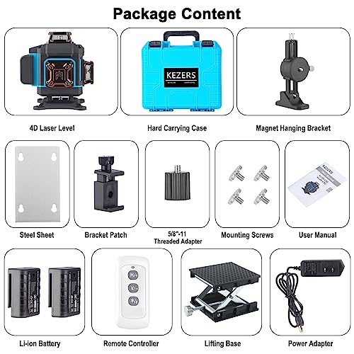 KEZERS 360° Green Laser Level with Remote Control