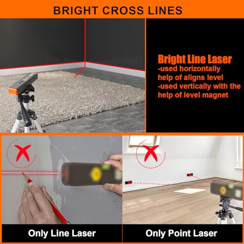 Magnetic Portable Laser Level - 15Ft Cross Line