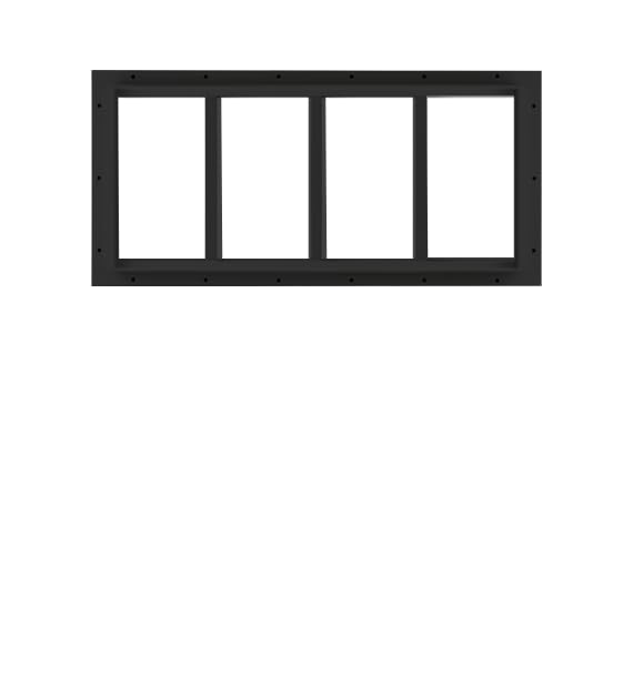Black Transom Shed Windows 10" x 23", Aluminum Frame