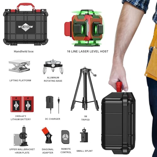 4D Self-Leveling Laser Level with Tripod and Batteries
