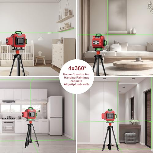 4D Self-Leveling Laser Level with Tripod and Batteries