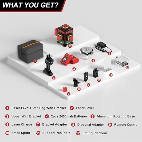 16-Line 4D Green Laser Level with Batteries