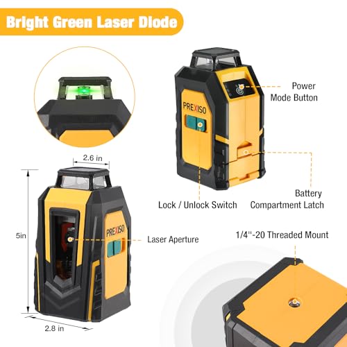 PREXISO 360° Self-Leveling Green Laser Level Tool