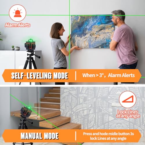 4D Green Laser Level with Rechargeable Batteries