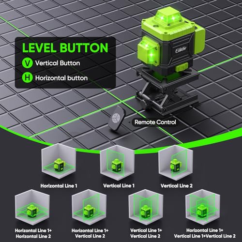 Elikliv 4D Green Cross Line Laser Level