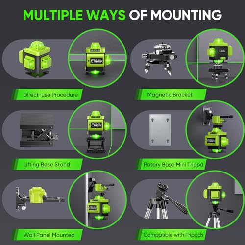 Elikliv 4D Green Cross Line Laser Level