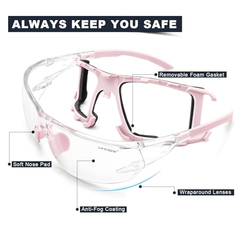 UKNOW Wraparound Safety Glasses with Anti-Fog Lenses